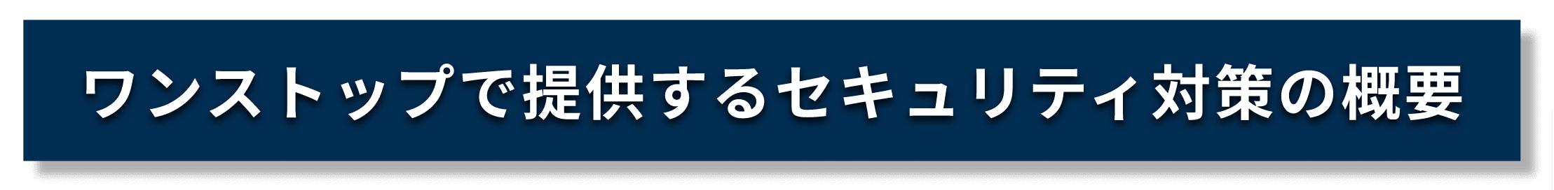ワンストップで提供するセキュリティ対策の概要